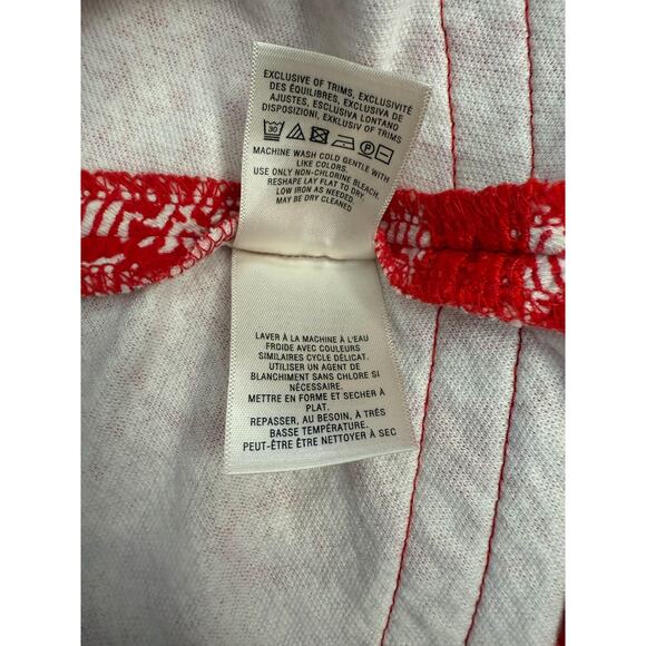 Maeve Dress Women's US 8 Red White Sleeveless Fit Flare Geometric Textured Zip - Picture 7 of 8